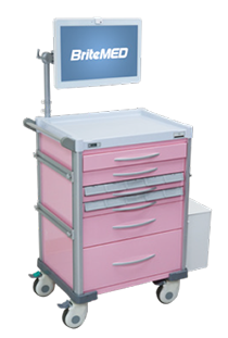 BriteMED mobile medical cart battery-powered medical panel PC and medication cart